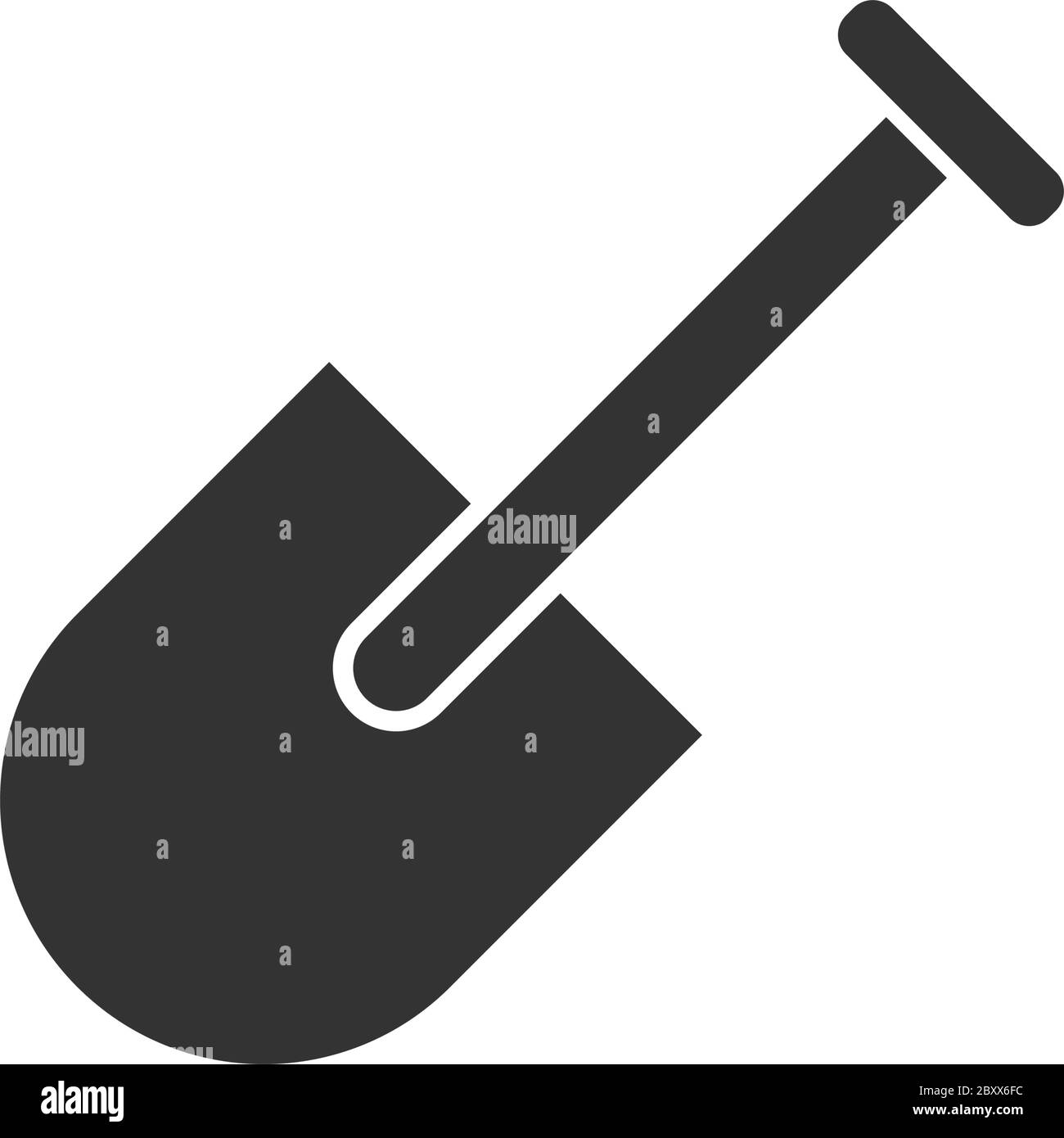 Mini-Schaufel. Schwarzes Symbol flach auf weißem Hintergrund Stock Vektor