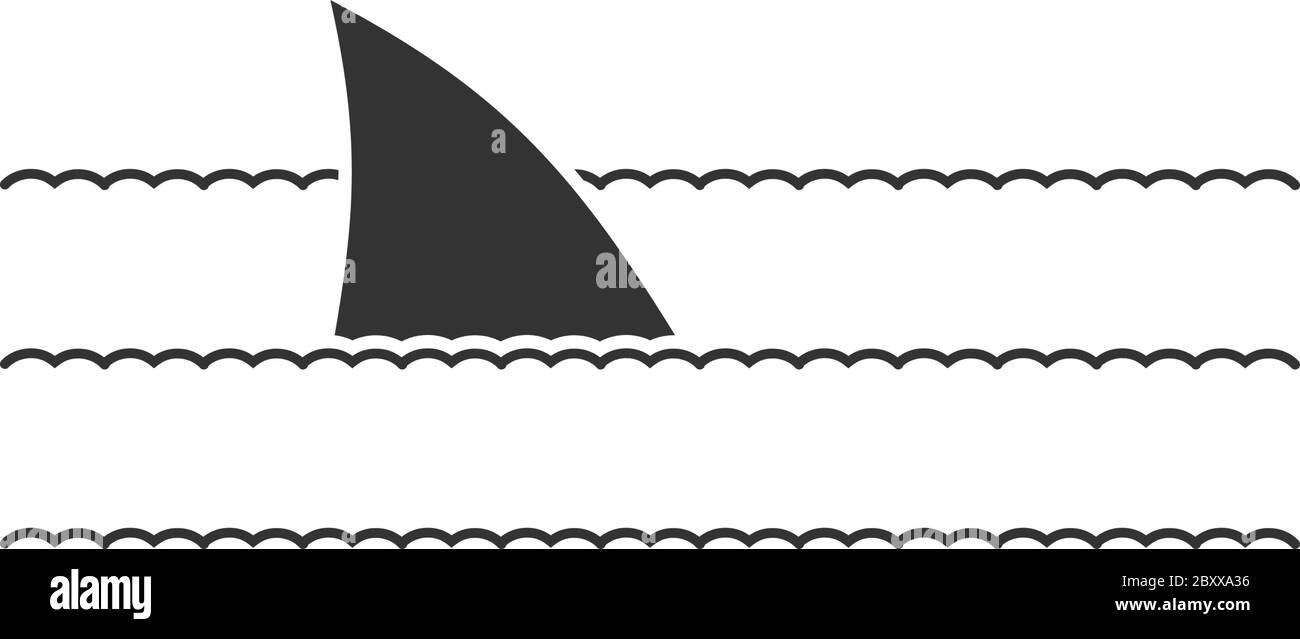 Haifisch Schwarzes Symbol flach auf weißem Hintergrund Stock Vektor