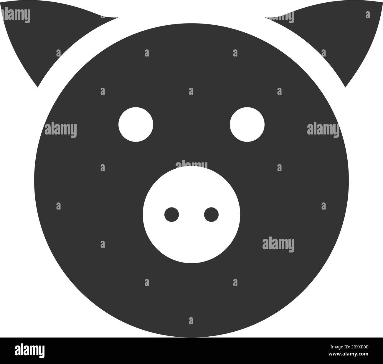 Schwein. Schwarzes Symbol flach auf weißem Hintergrund Stock Vektor