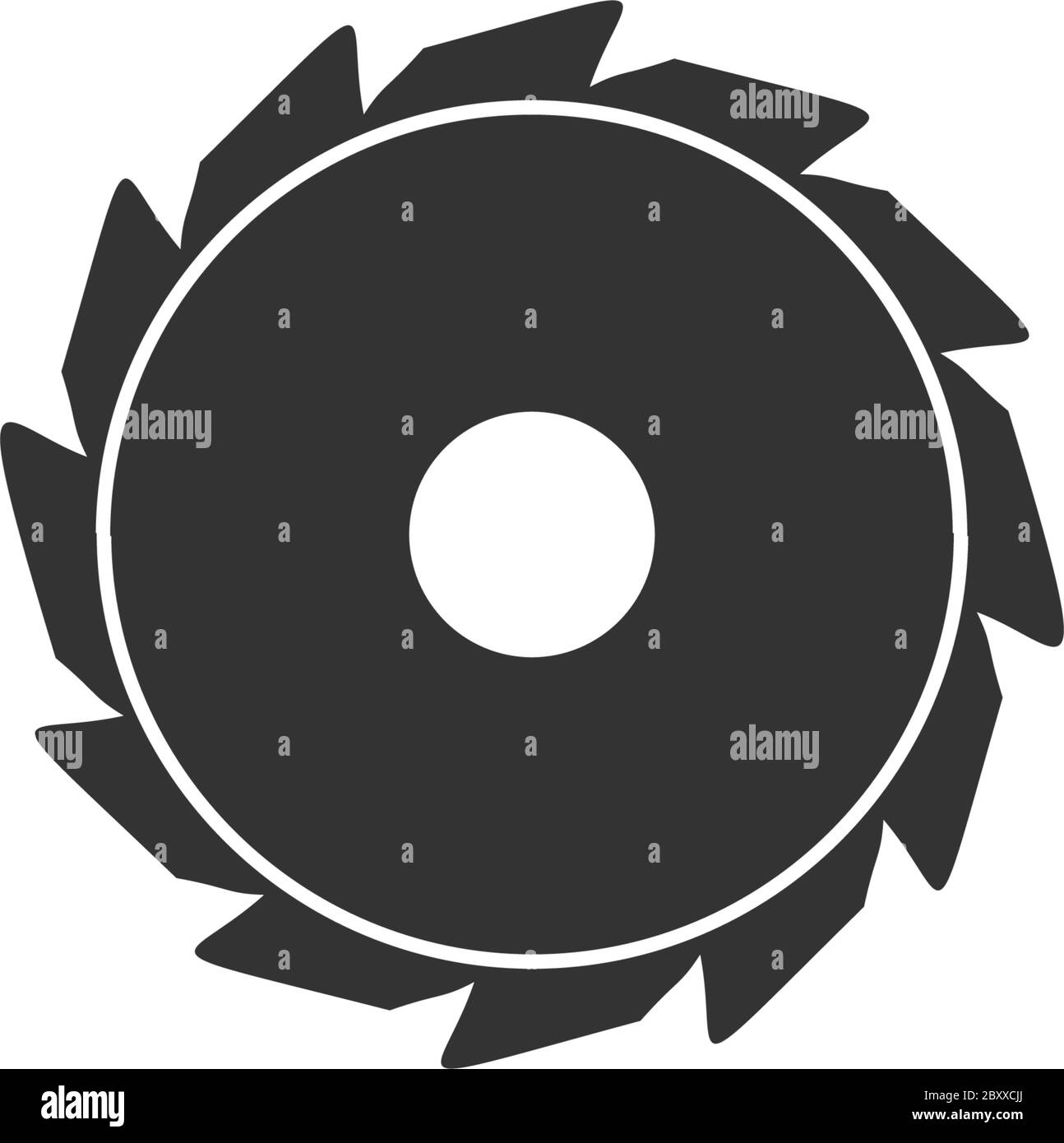 Industriesäge. Schwarzes Symbol flach auf weißem Hintergrund Stock Vektor
