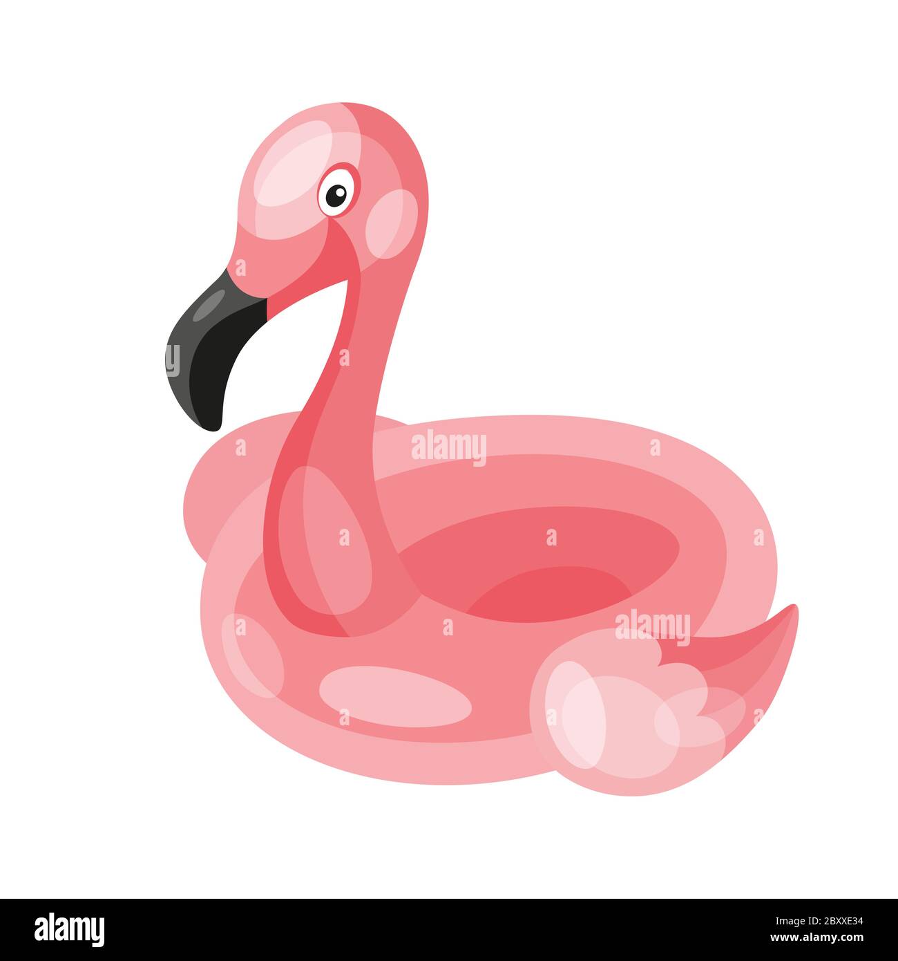 Schwimmkreis in form von rosafarbenem flamingo und ente