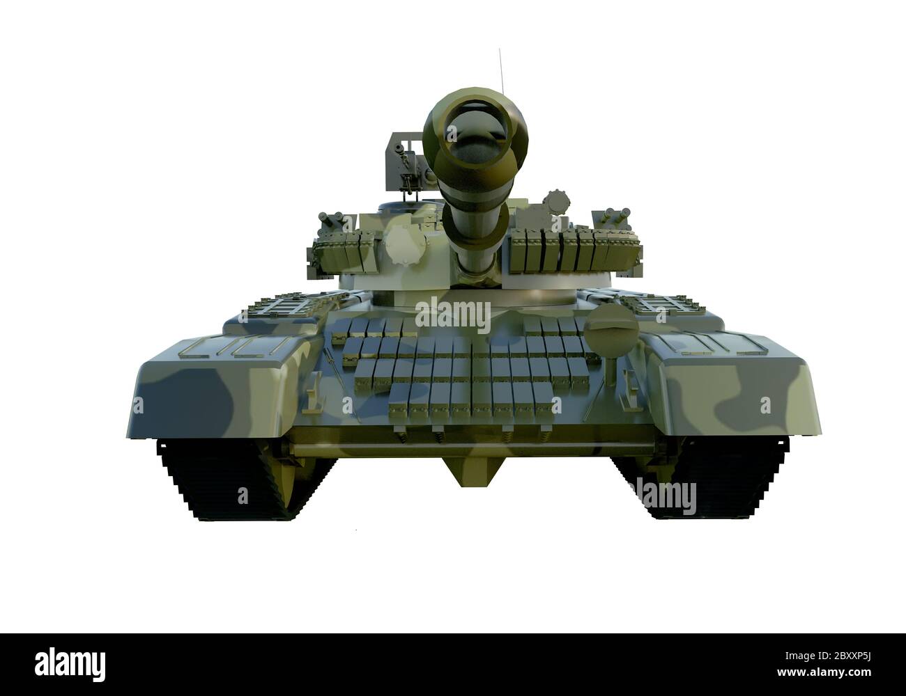 Russischer Panzer T-90. Isolieren auf weißem Hintergrund. 3d-Rendering Stockfoto