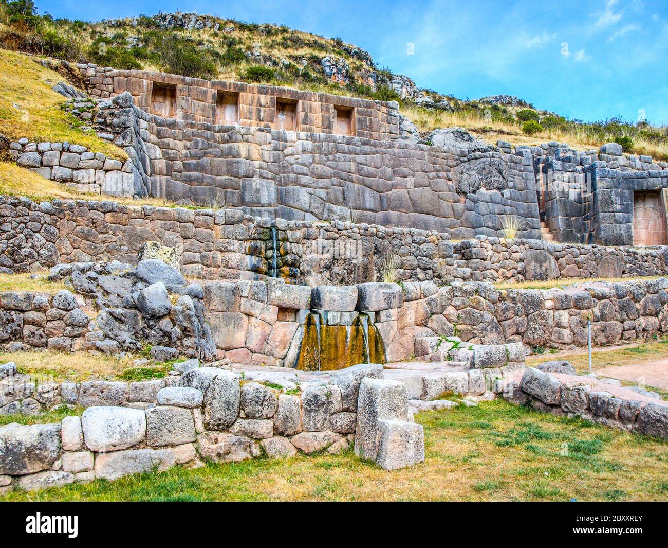 Inca's Bath - Tambomachay in der Nähe von Cusco, Peru, Südamerika. Stockfoto