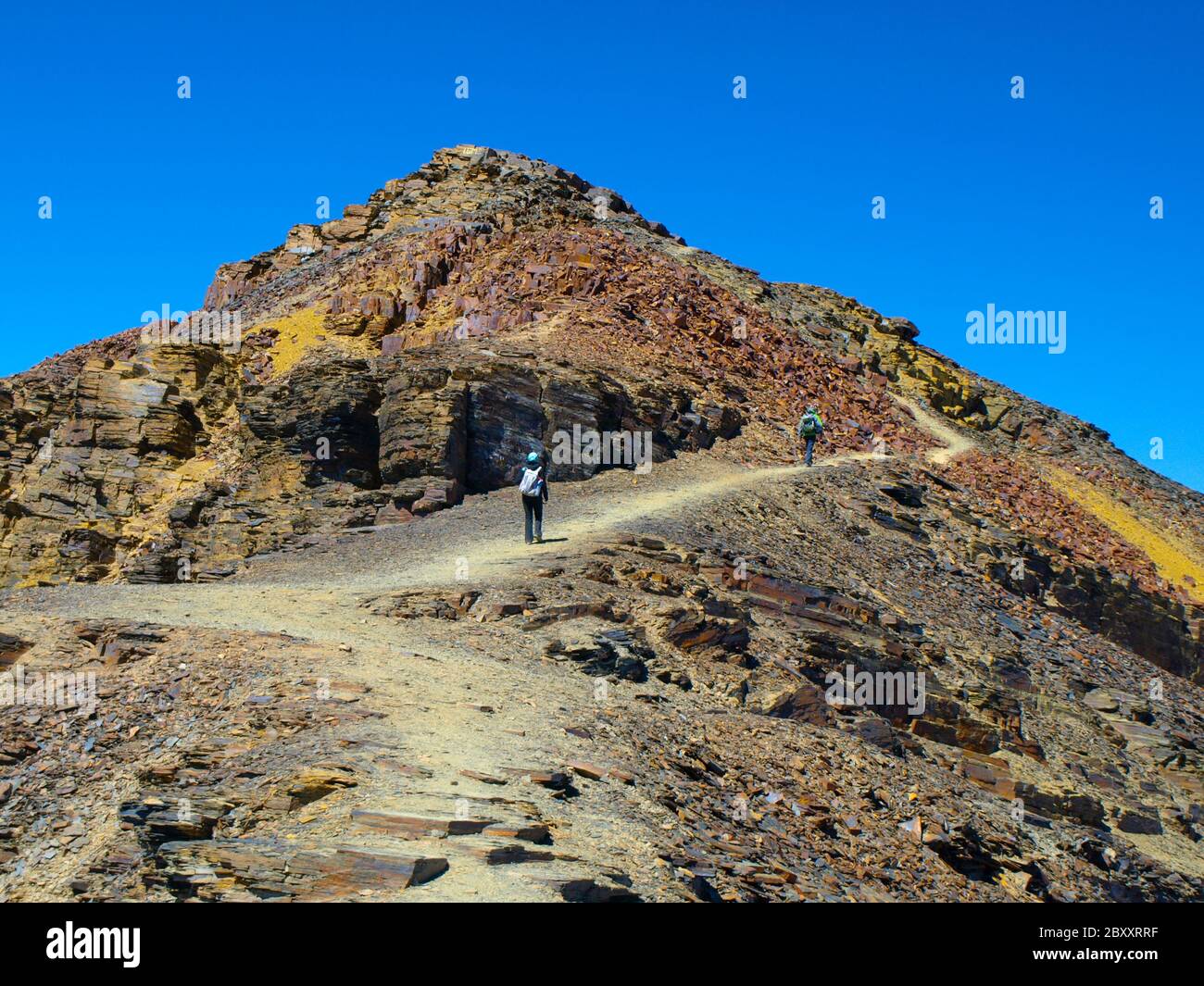 Klettern auf dem Chacaltaya Berg in den Anden in der Nähe von La Paz Stadt, Bolivien Stockfoto