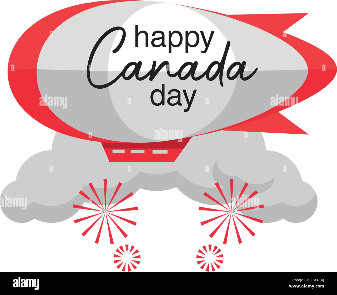 Happy Canada Tag mit Luftschiff Luftschiff Luftschiff Luftschiff Vektor Illustration Design Stock Vektor