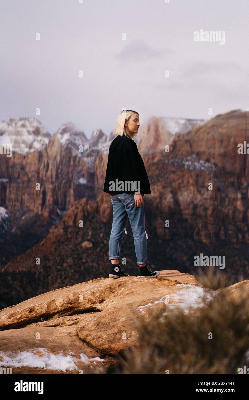 Zion Nationalpark im Winter Stockfoto