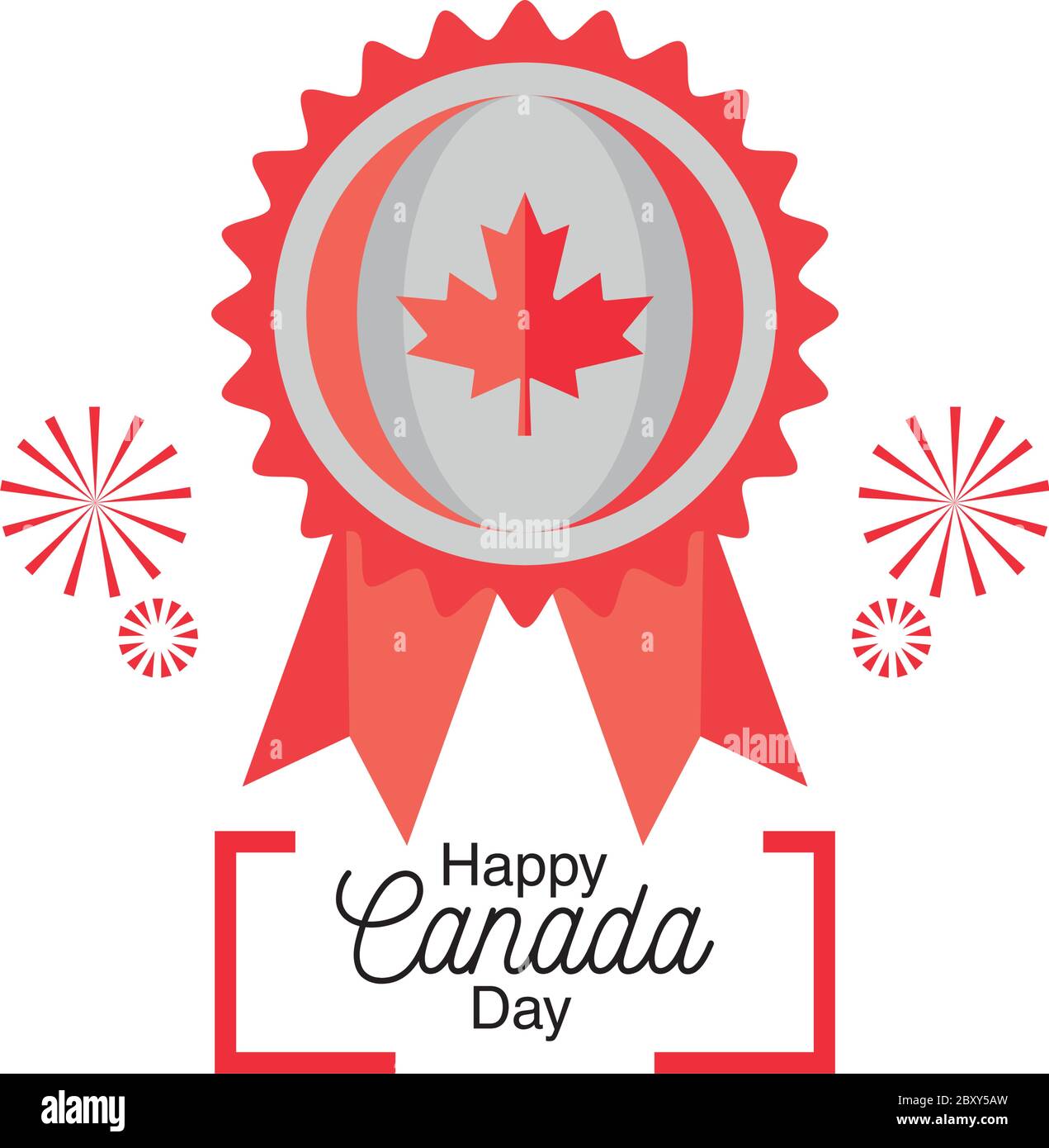 Happy Canada Tag mit Schild und Ahornblatt Vektor Illustration Design Stock Vektor