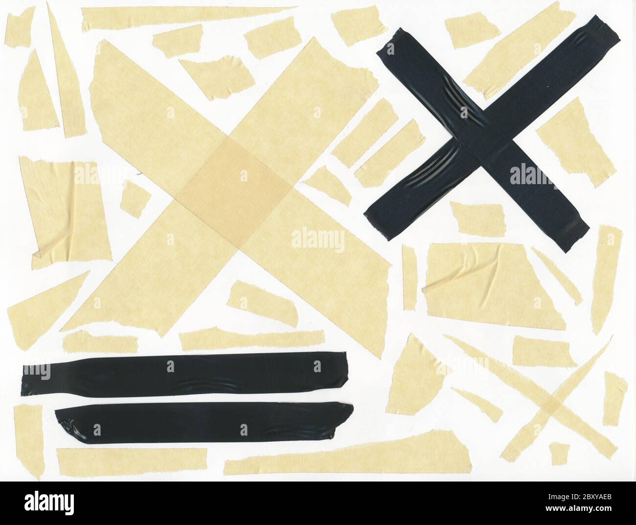 Klebeband - isolierte Grunge Stick Klebstoff Stück Papier Scotch Flecken Rand Stockfoto
