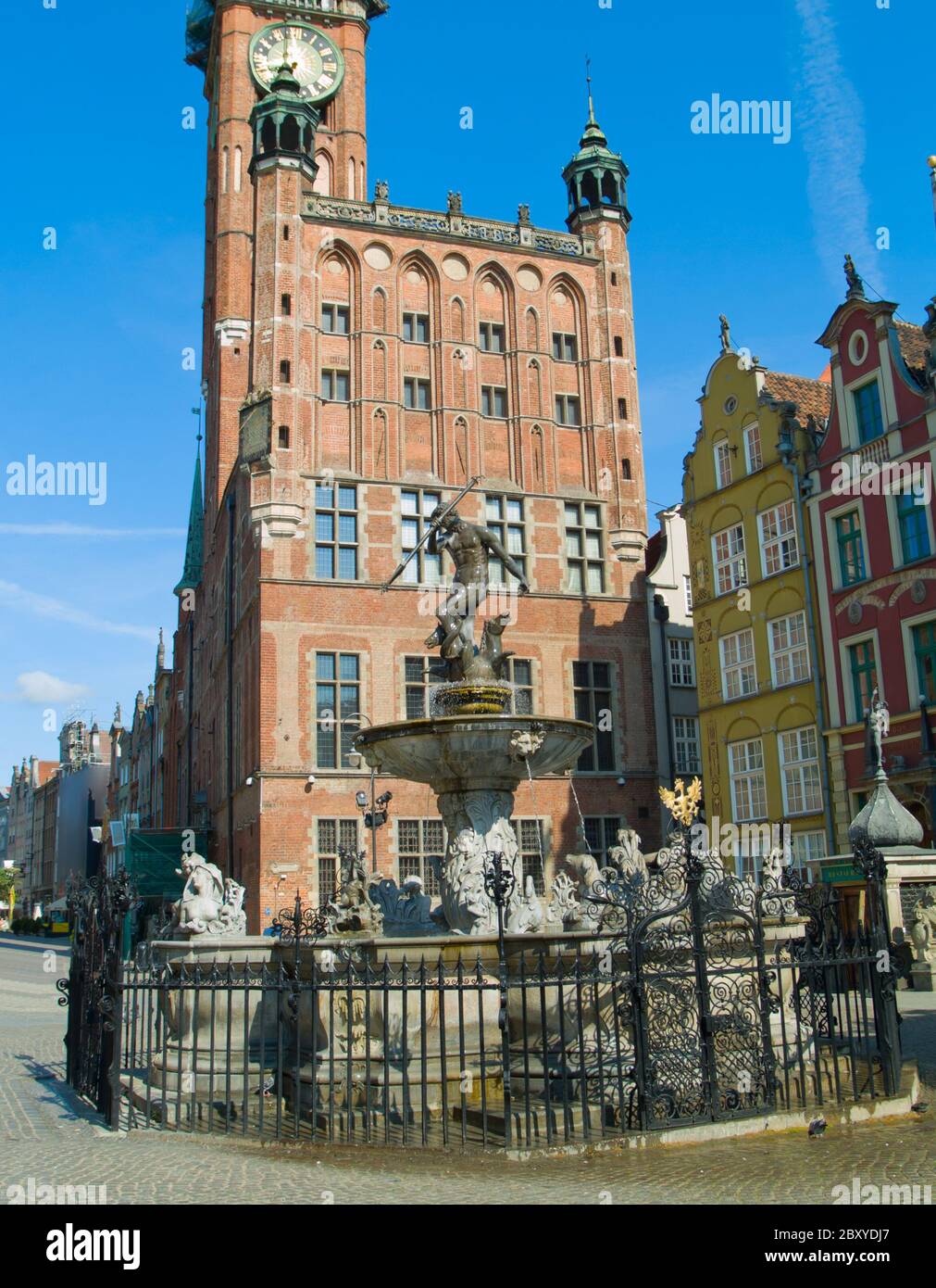 Rathaus und Neptunbrunnen, Danzig Stockfoto
