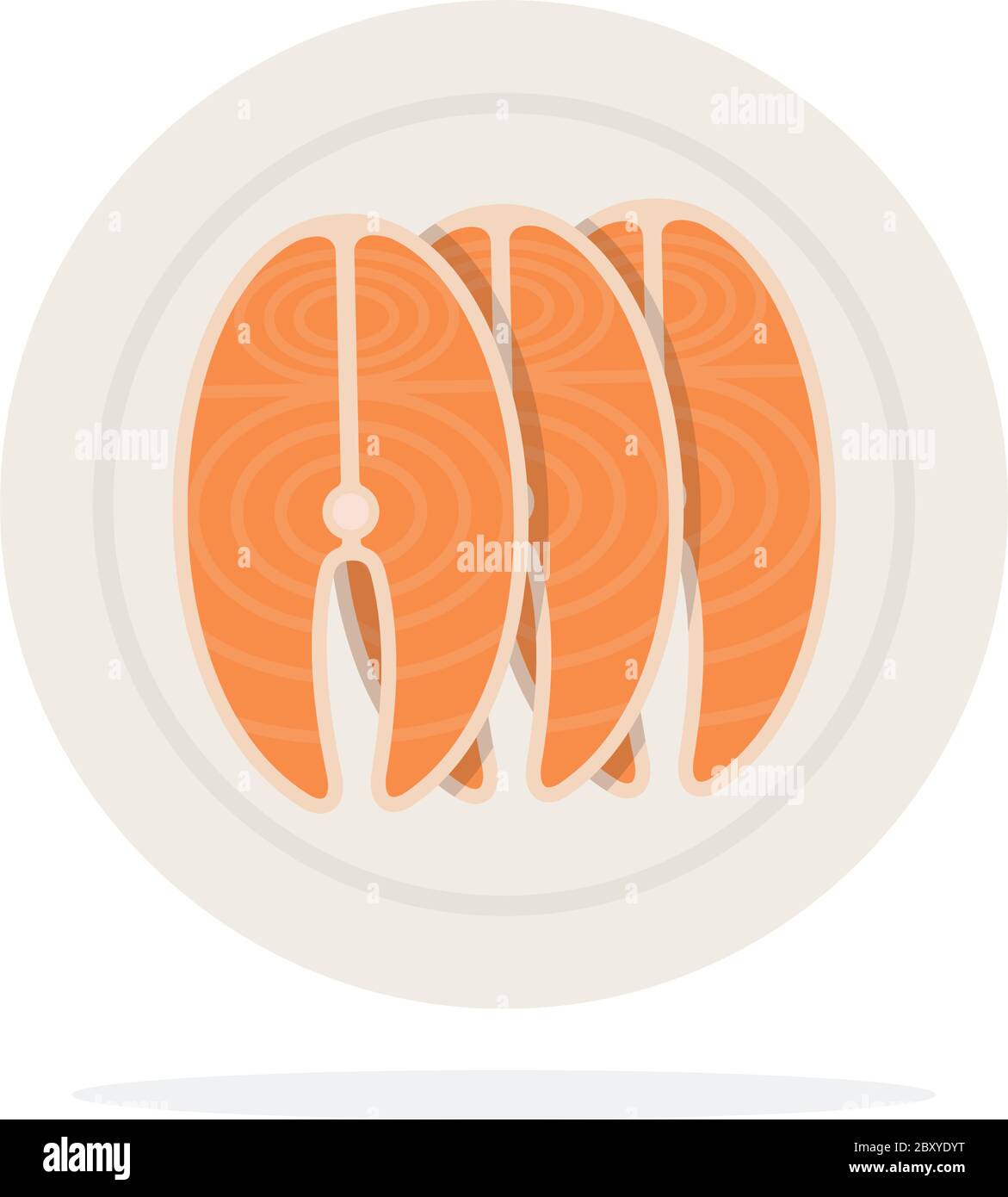 Lachs auf einem Teller von oben Stock Vektor