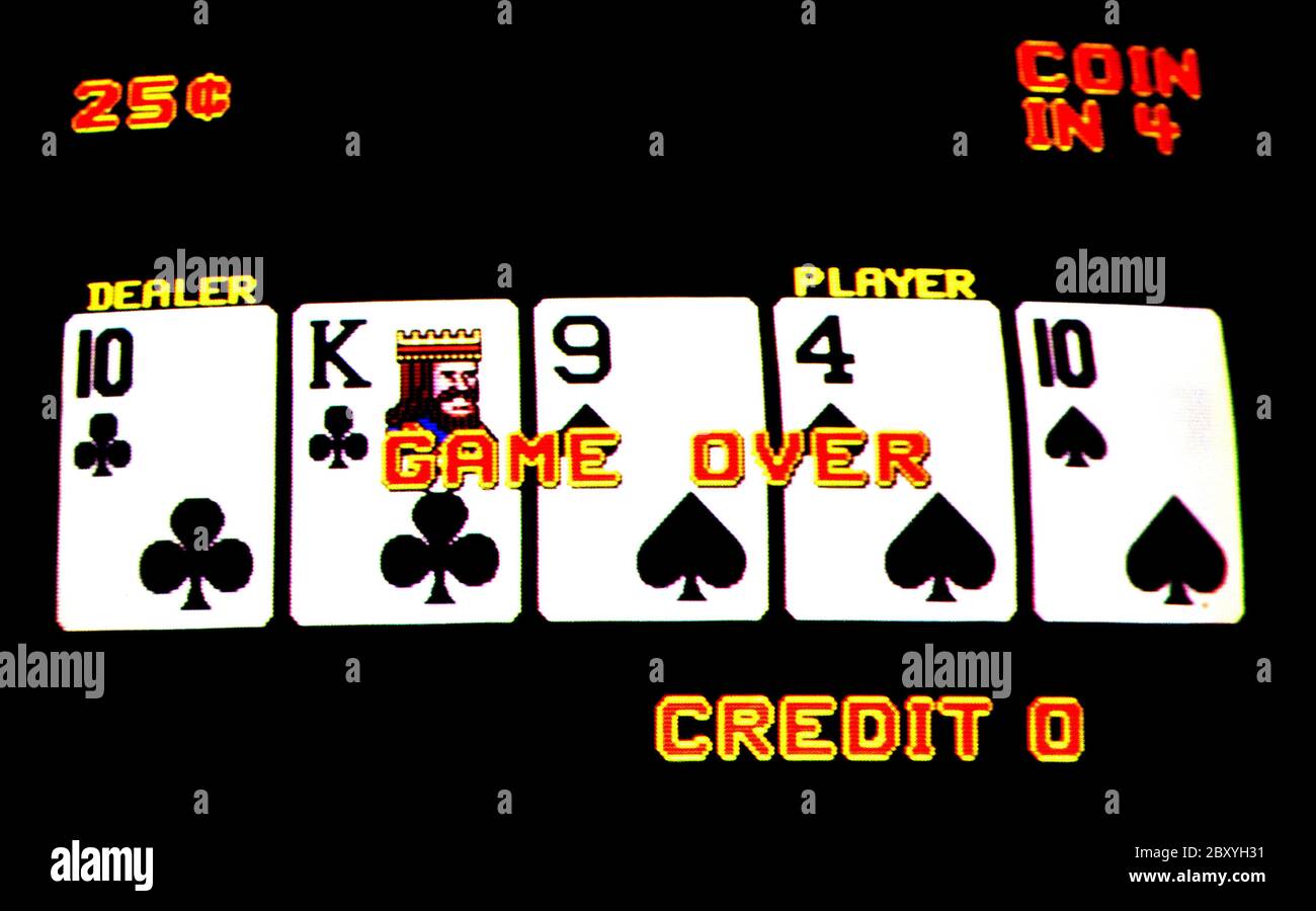 Video Poker Maschine Bildschirm. Glücksspiel Stockfoto