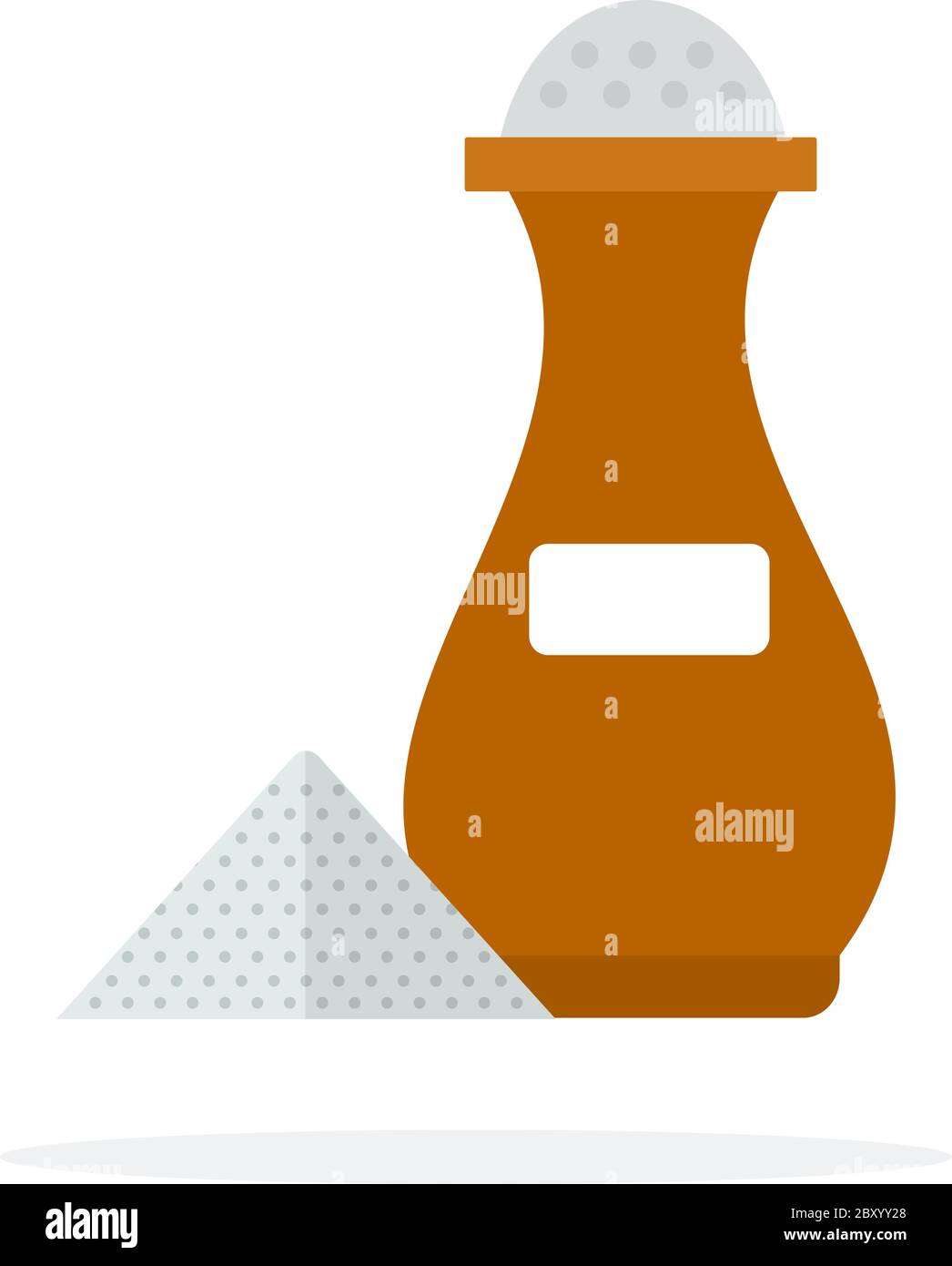 Mühle für Salz und einen Haufen Salz flach isoliert Stock Vektor