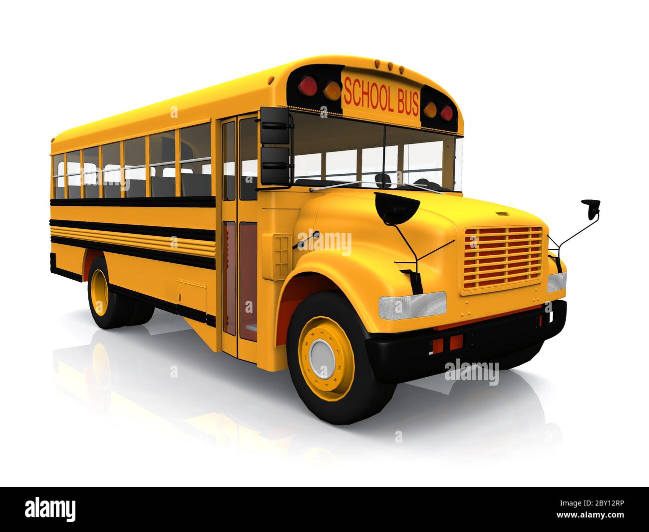 Schulbus auf weißem Hintergrund Stockfoto