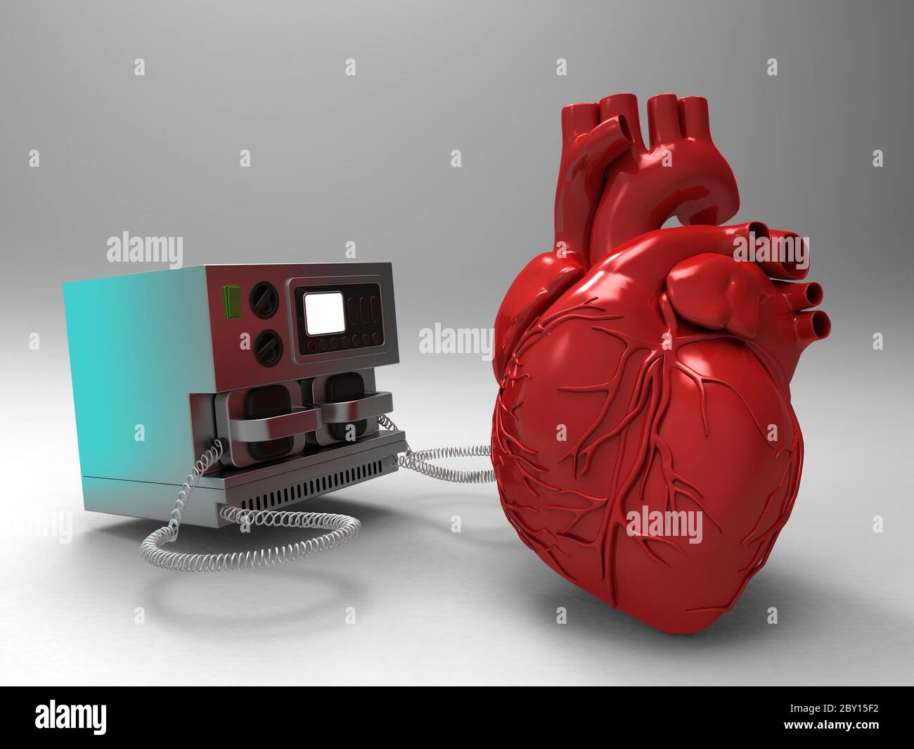 Das Herz und der Defibrillator Stockfoto