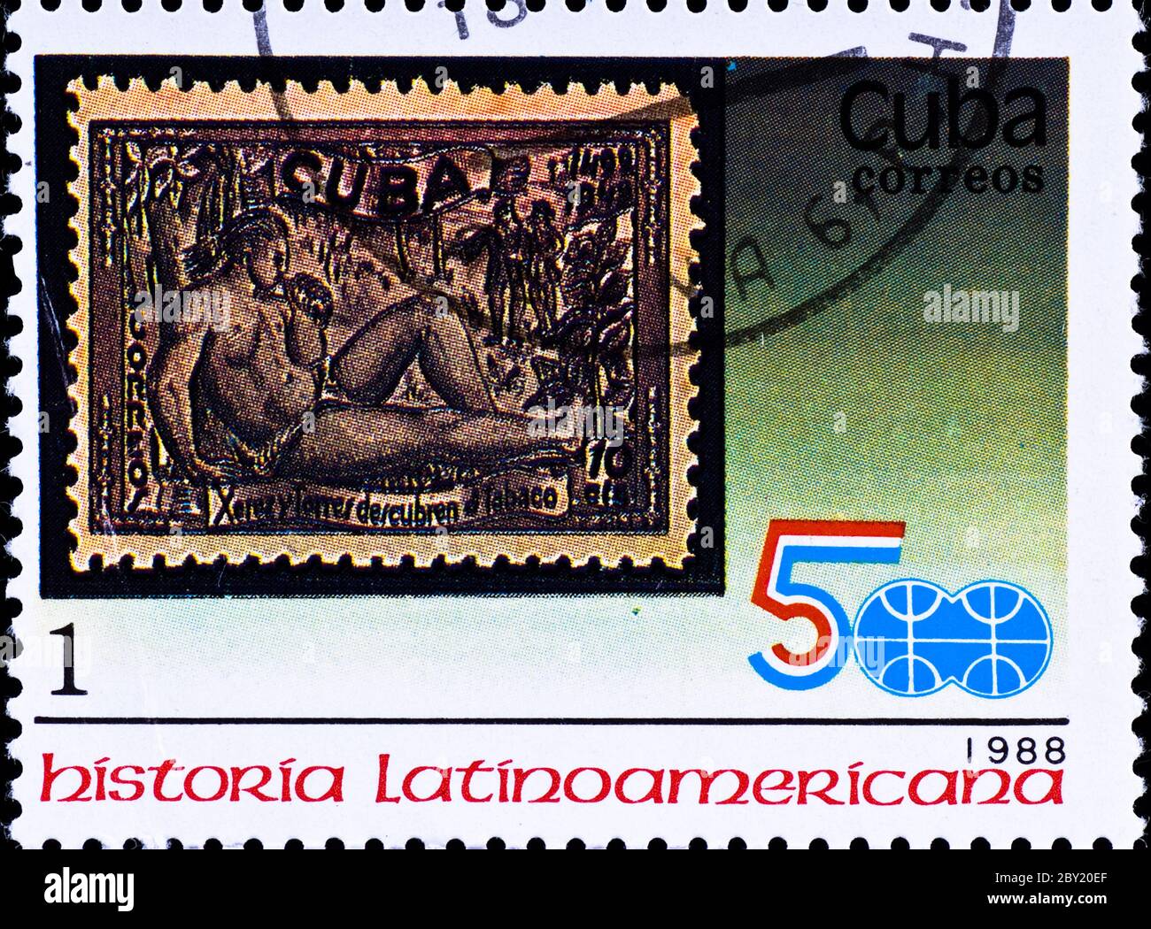 Briefmarken feiern 500 Jahre kubanische Geschichte Stockfoto