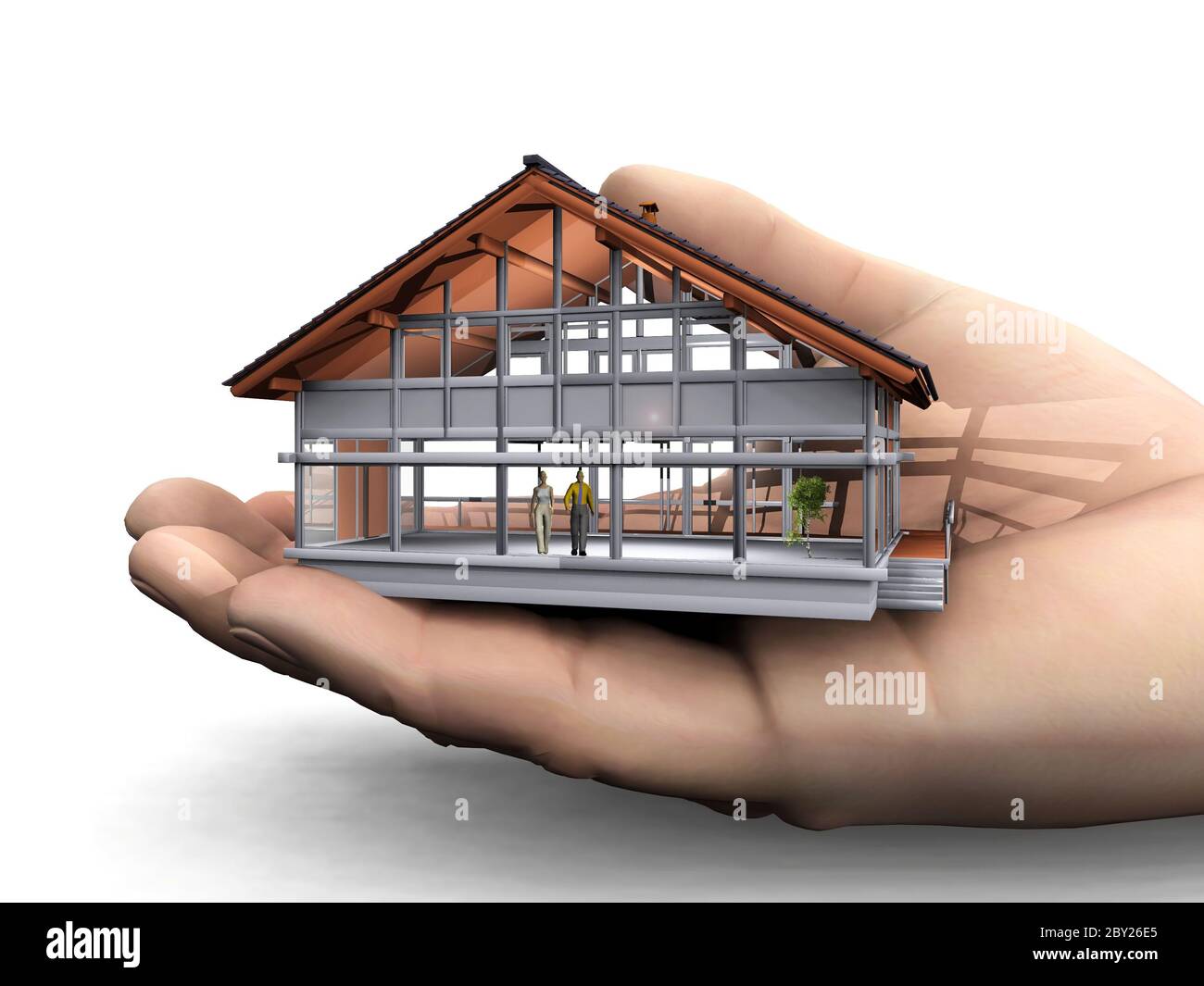Haus-Modell in der hand Stockfoto