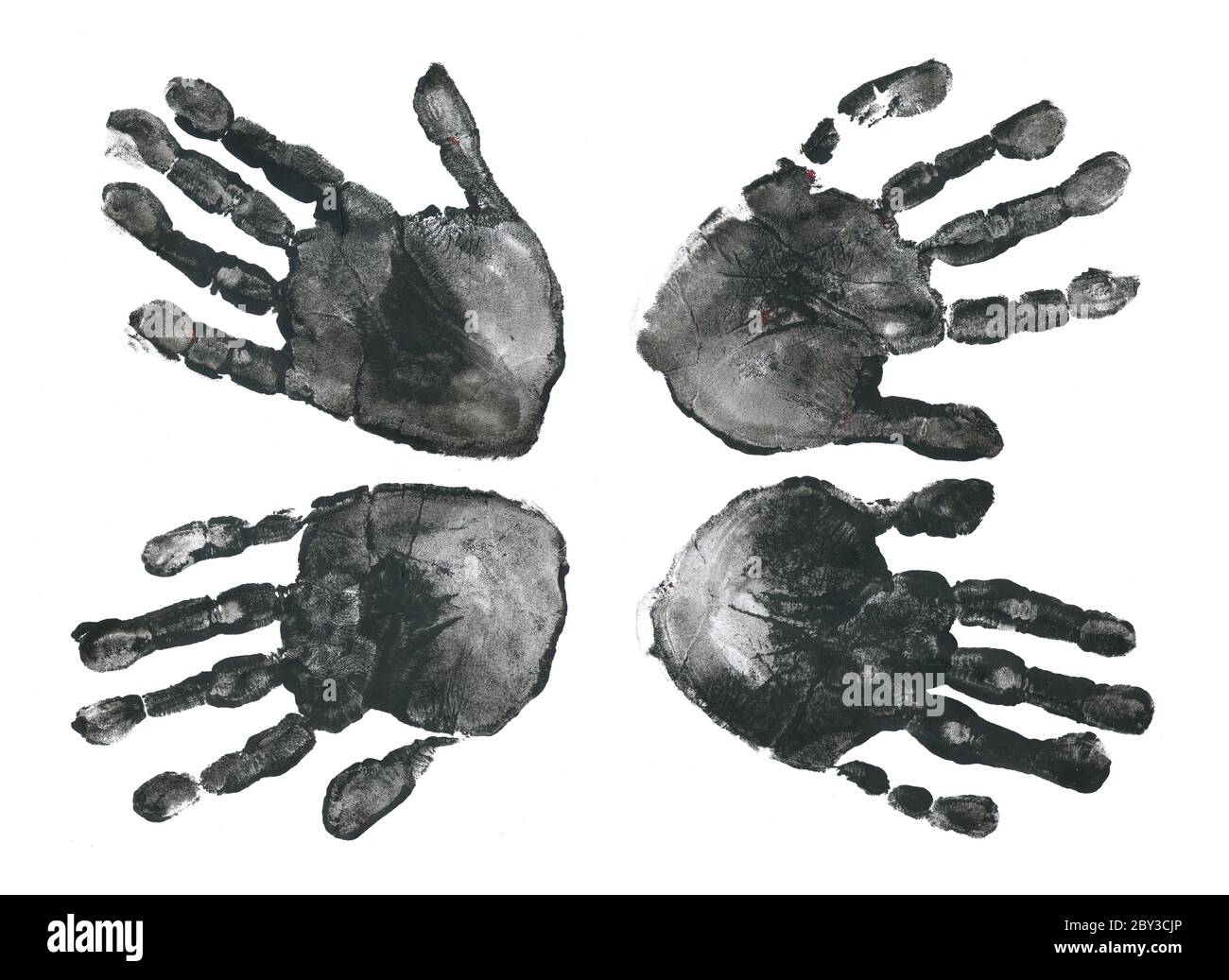 Gespenstische Hände drucken auf Weiß Stockfoto