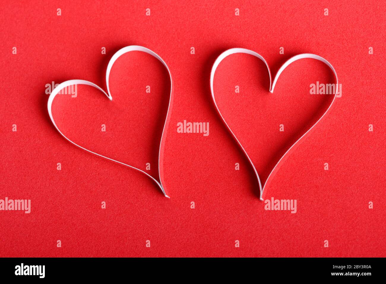 Valentinstag Papierherzen Stockfoto