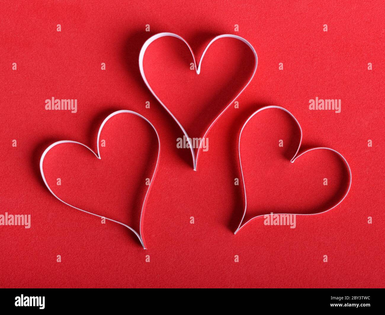 Valentinstag Papierherzen Stockfoto
