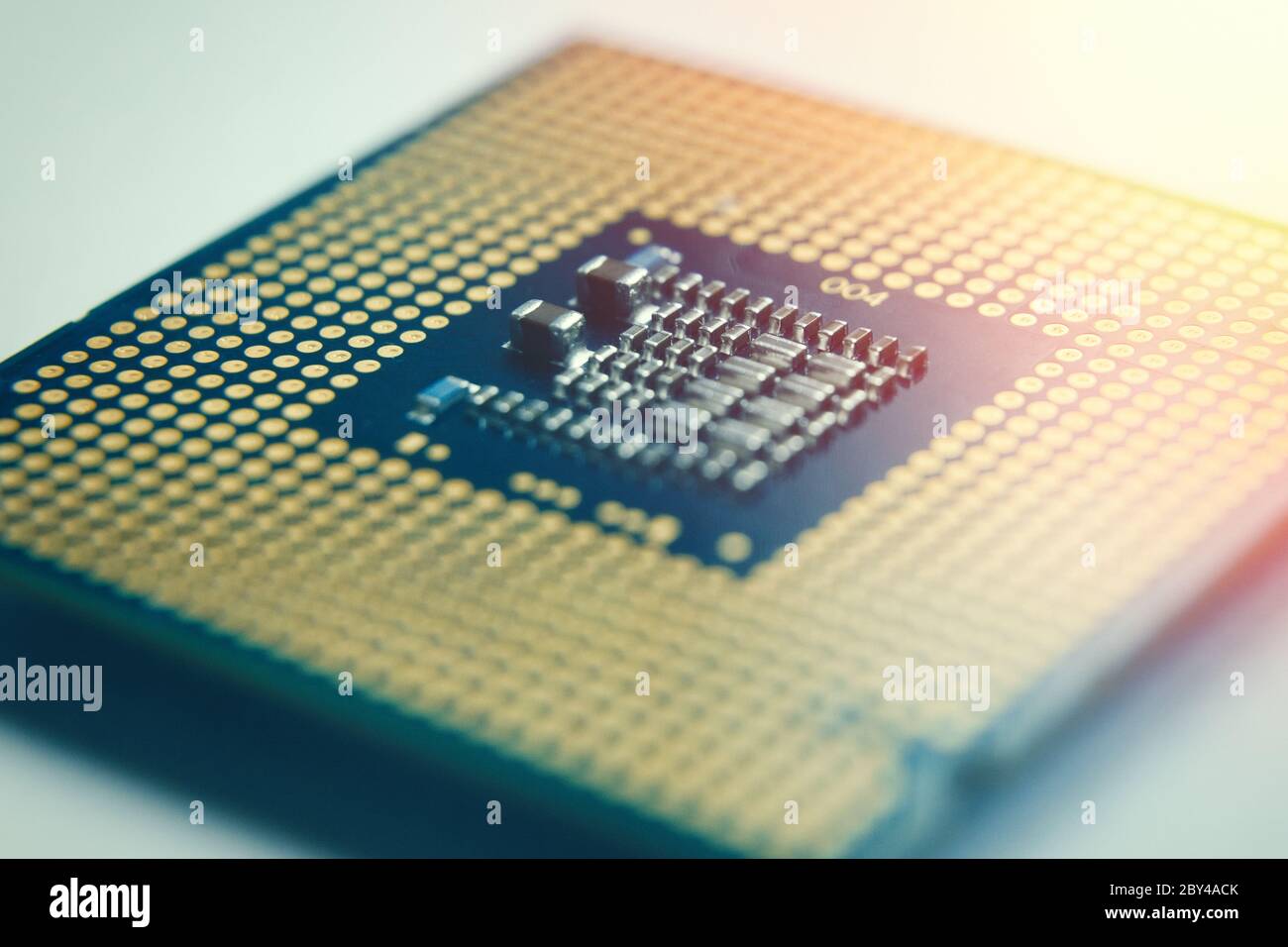 Close-up CPU - Zentraleinheit Mikrochi. Selektiver Fokus und Streulicht Stockfoto