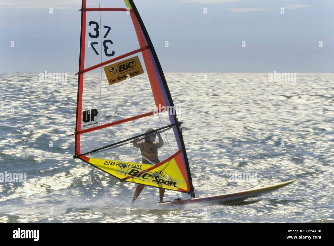 The Bic Worlds Windsurfing Championship Event, Hastings, East Sussex, England, Großbritannien. 1990 Stockfoto