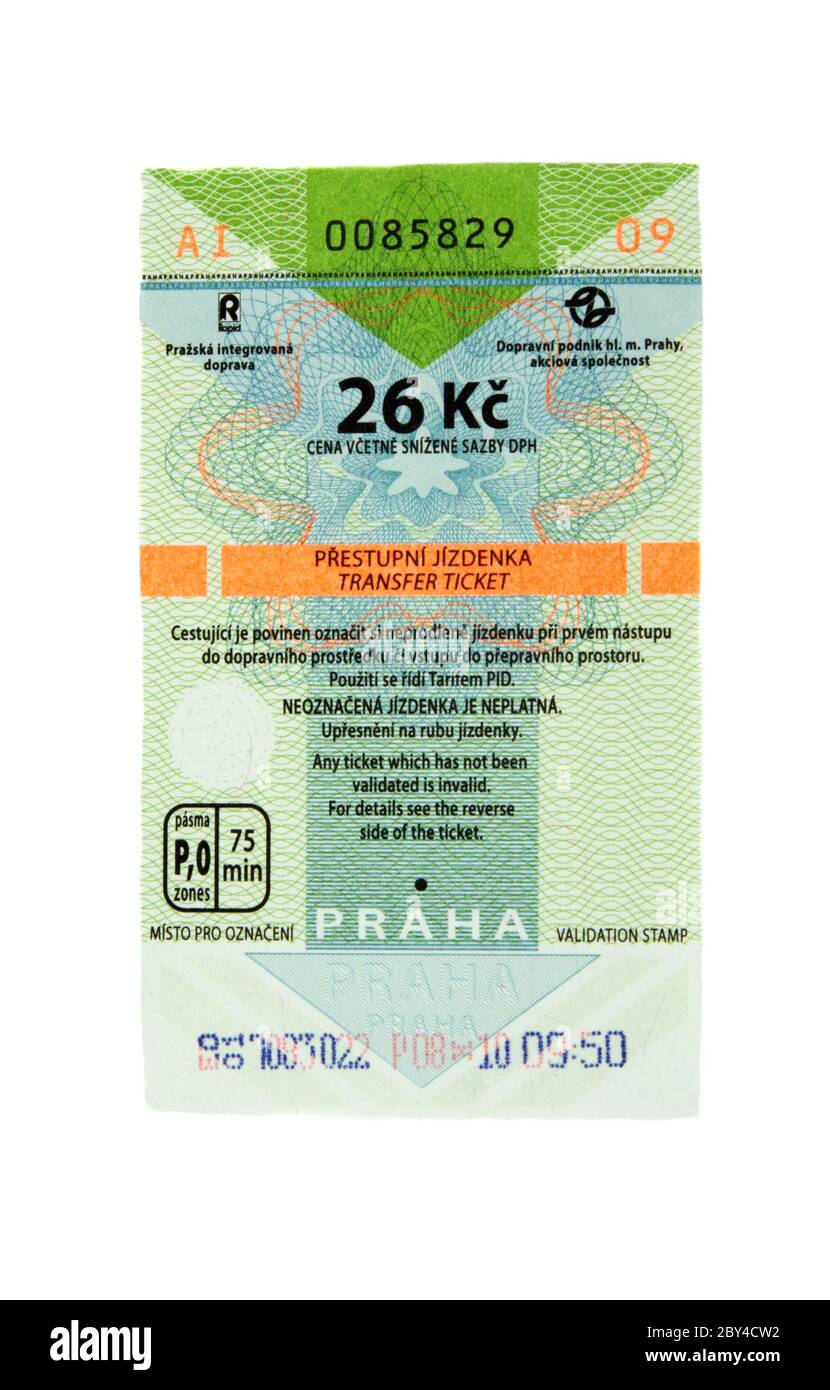 Ticket mit der Metro in der Stadt Prag Stockfotografie - Alamy