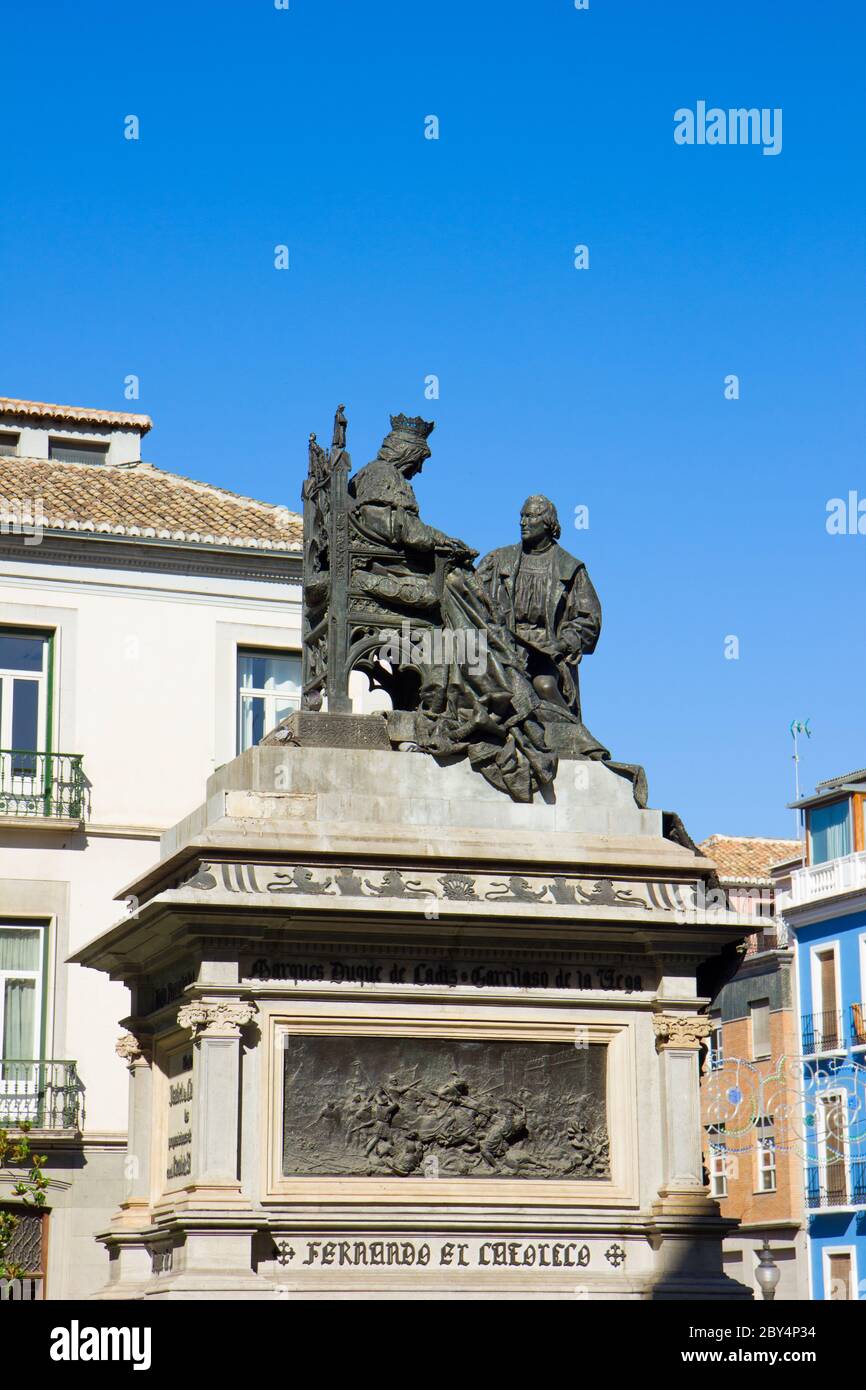 Isabela I mit Christoph Kolumbus, Granada Stockfoto