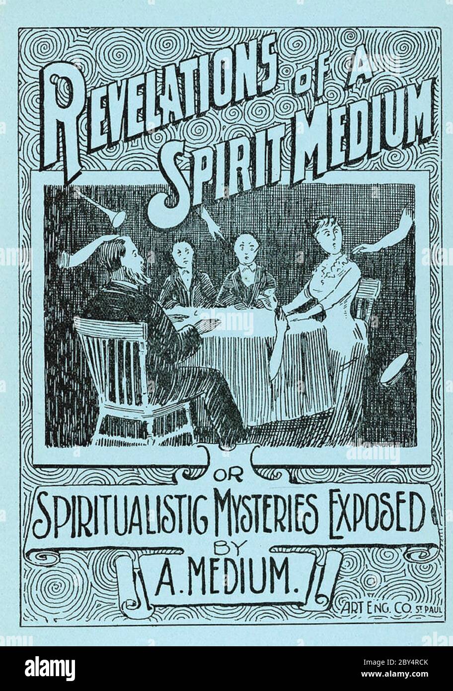 ENTHÜLLUNGEN EINES GEISTIGEN MEDIUMS von Harry Price, englischer Psychischer Forscher, veröffentlicht 1891 Stockfoto
