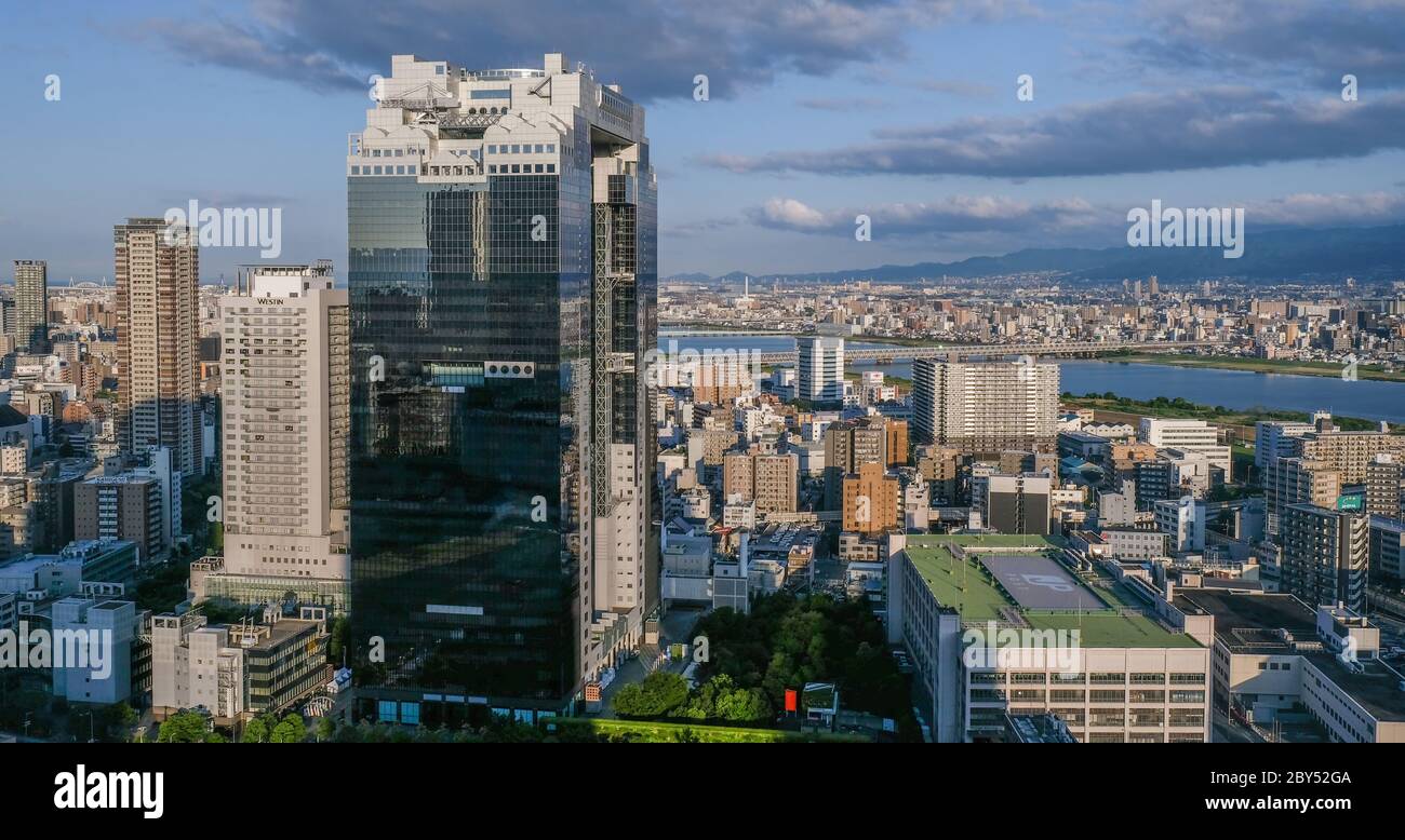Blick auf Osaka City, Japan tagsüber. Stockfoto