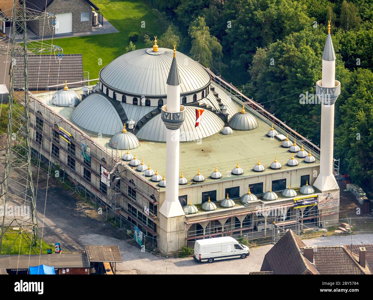 Ulu-Moschee an der Dortmunder Straße in Hamm-Herringen, 23.05.2019, Luftaufnahme, Deutschland, Nordrhein-Westfalen, Ruhrgebiet, Hamm Stockfoto