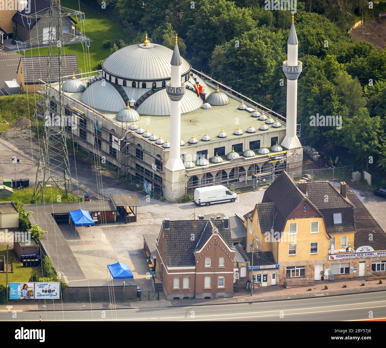 Ulu-Moschee an der Dortmunder Straße in Hamm-Herringen, 23.05.2019, Luftaufnahme, Deutschland, Nordrhein-Westfalen, Ruhrgebiet, Hamm Stockfoto