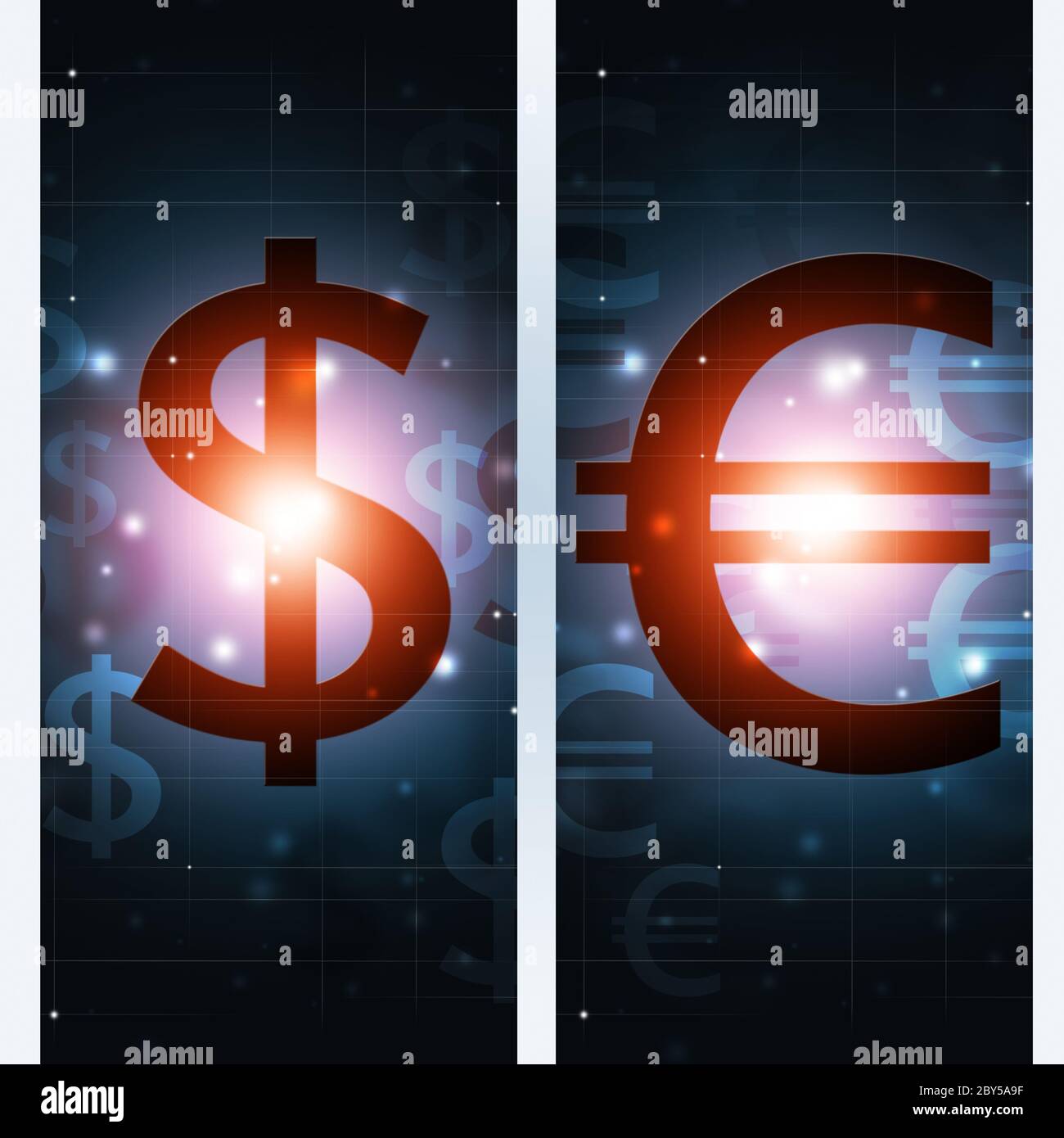 die wichtigsten Weltwährungen für euro und Dollar sind Business-Banner Stockfoto