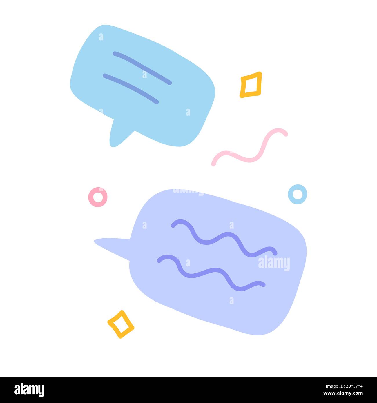 Chat-Doodles, Text-Messaging-Konzept, handgezeichnete Symbol, Symbol der Online-Diskussion, abstrakte Komposition, Dialog-Blase, Vektor-Illustration für App Stock Vektor