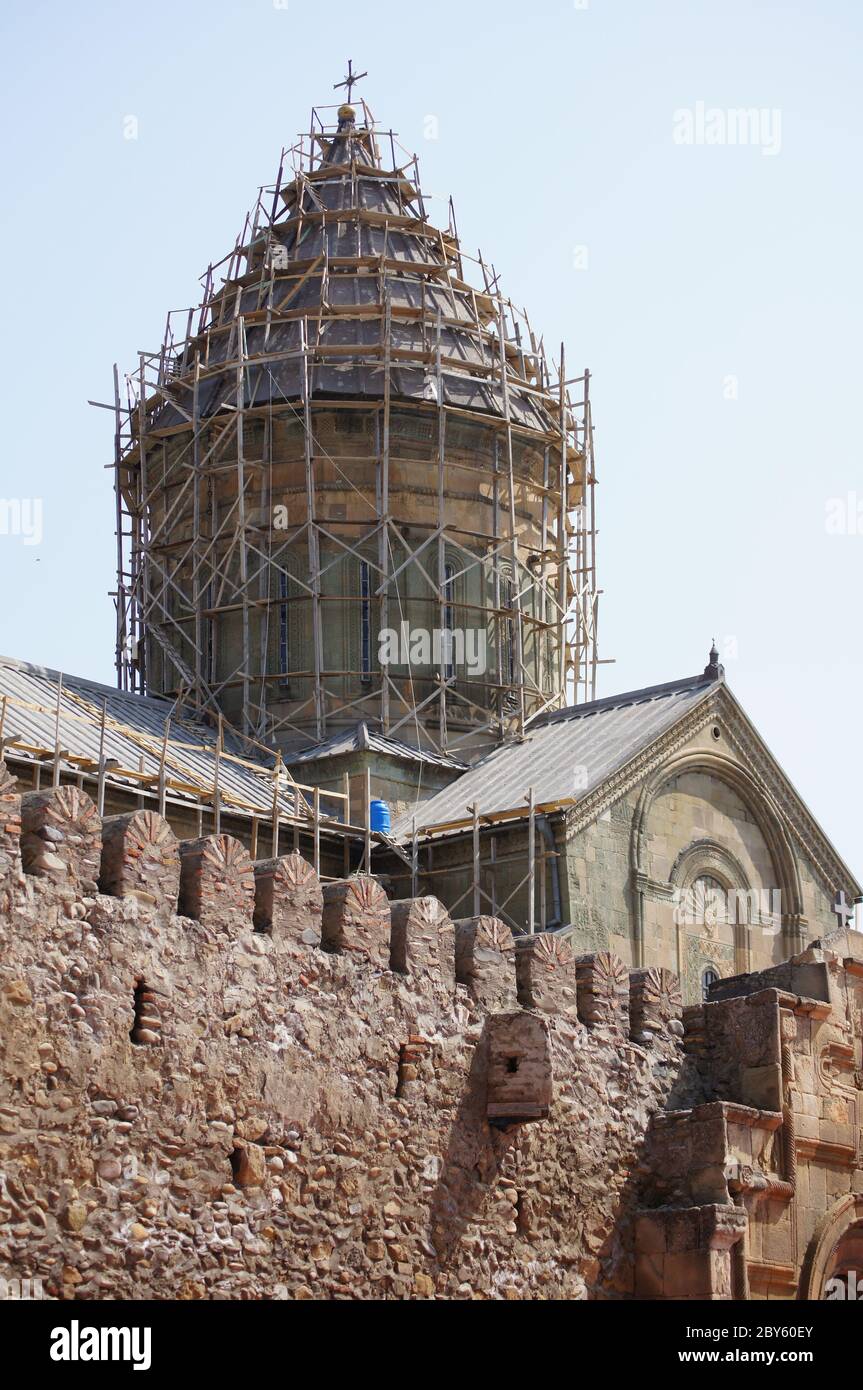 Georgien - Mcxeta - Sveticxoveli Burg-Kathedrale, eines der Symbole von Georgien Stockfoto