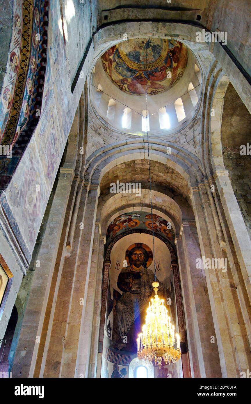 Georgien - Mcxeta - Sveticxoveli Burg-Kathedrale, eines der Symbole von Georgien Stockfoto