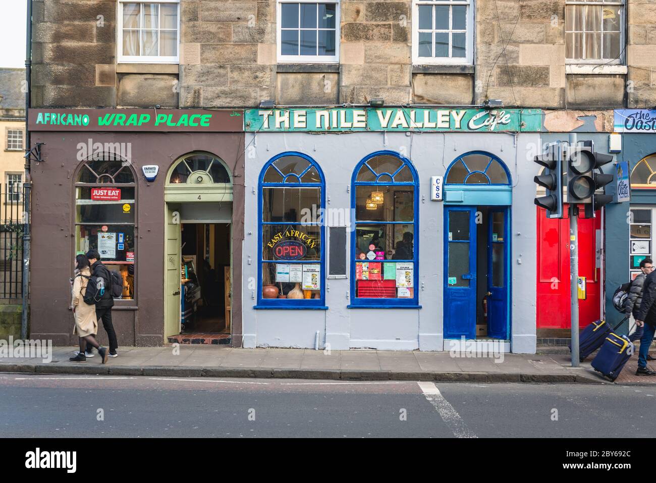 Bars in der Chapel Street in Newington, der Hauptstadt Schottlands, Teil von Großbritannien Stockfoto