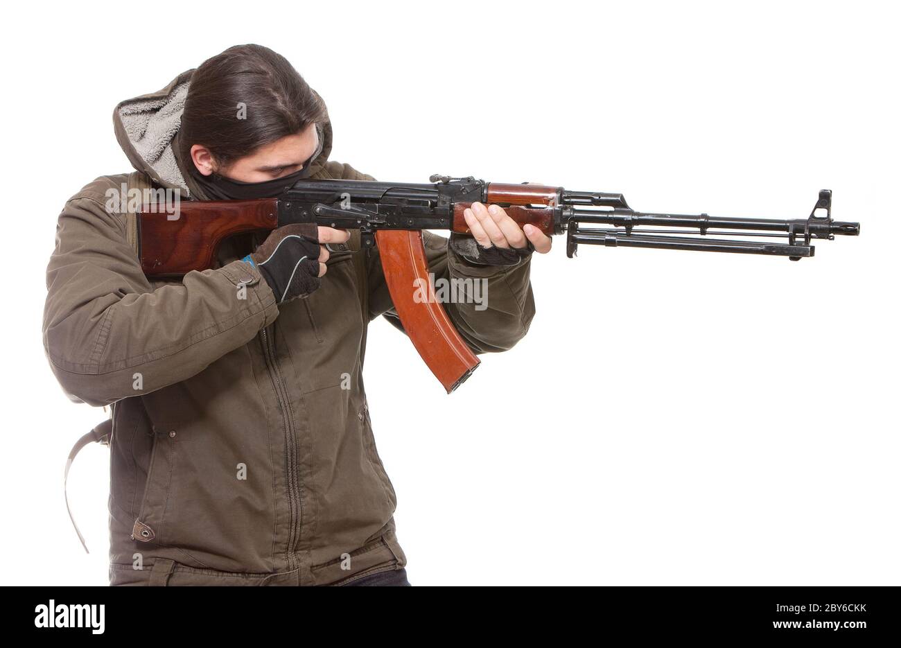 Terrorist mit Waffe Stockfoto