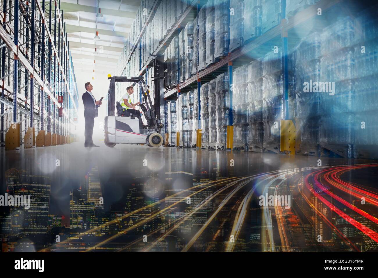 Stadtbild und Distributionslager digital Composite Stockfoto