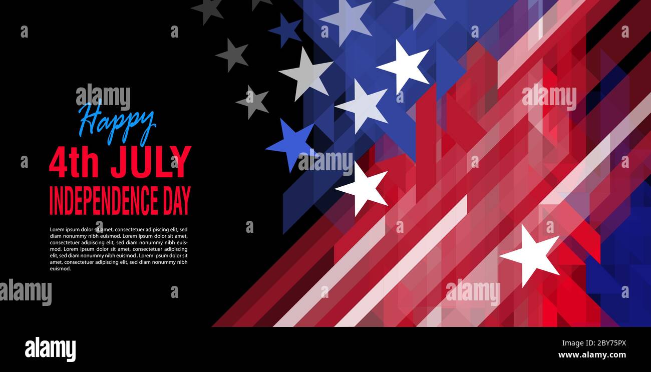 4. Juli, Tag der amerikanischen Unabhängigkeit. Vereinigte Staaten Nationalflagge abstrakt geometrische Vektor Banner Stock Vektor