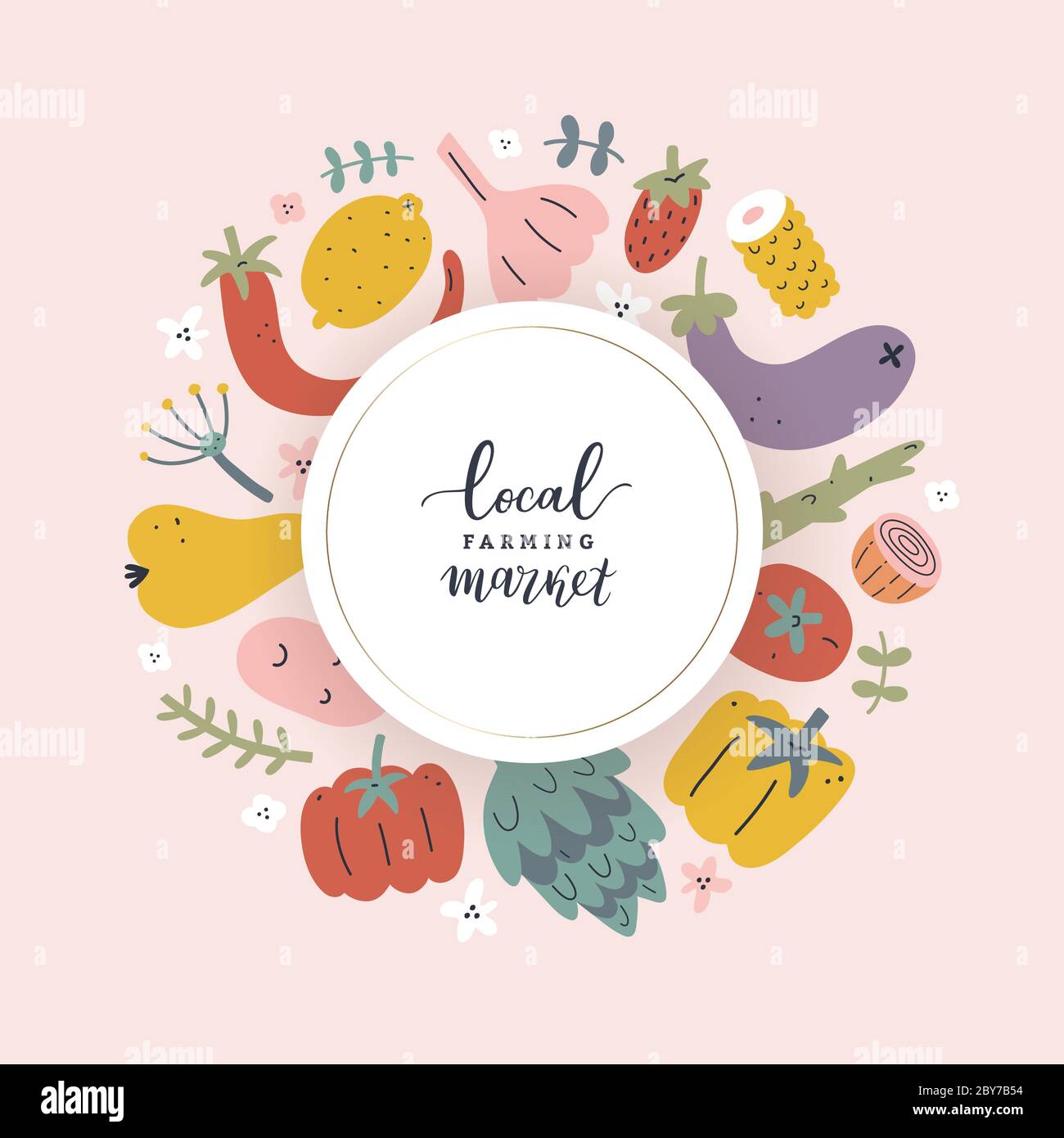 Gemüsegarten. Farmers Market Poster oder Menü Design Vorlage mit