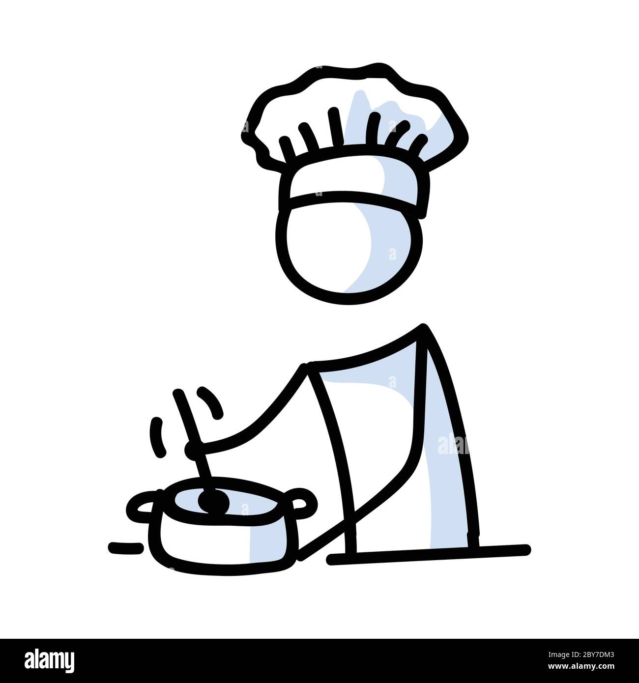 Niedlichen Stick Figur Koch Kochen und Rühren Topf lineart Symbol.  Piktogramm zur Zubereitung des Abendessens. Kommunikation der Abbildung der  Restaurantmahlzeiten. Küche Stock-Vektorgrafik - Alamy