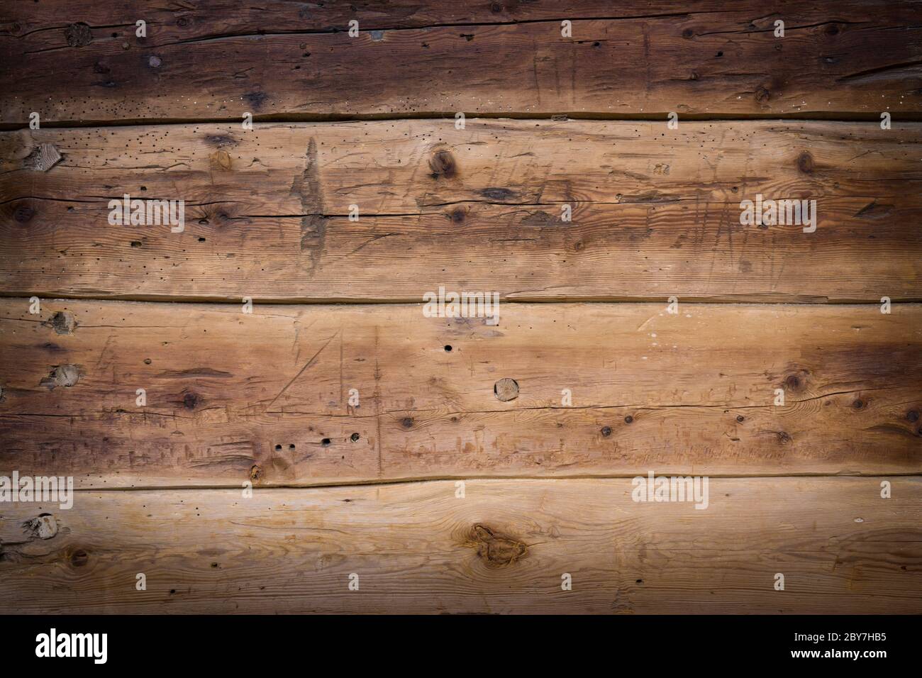 Rustikale Holzplanken Hintergrund mit schönen Vignettierung Stockfoto