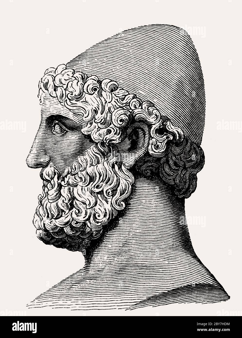 Hephaestus, der griechische gott der Schmiede, Metallurgie, Feuer und Vulkane Stockfoto