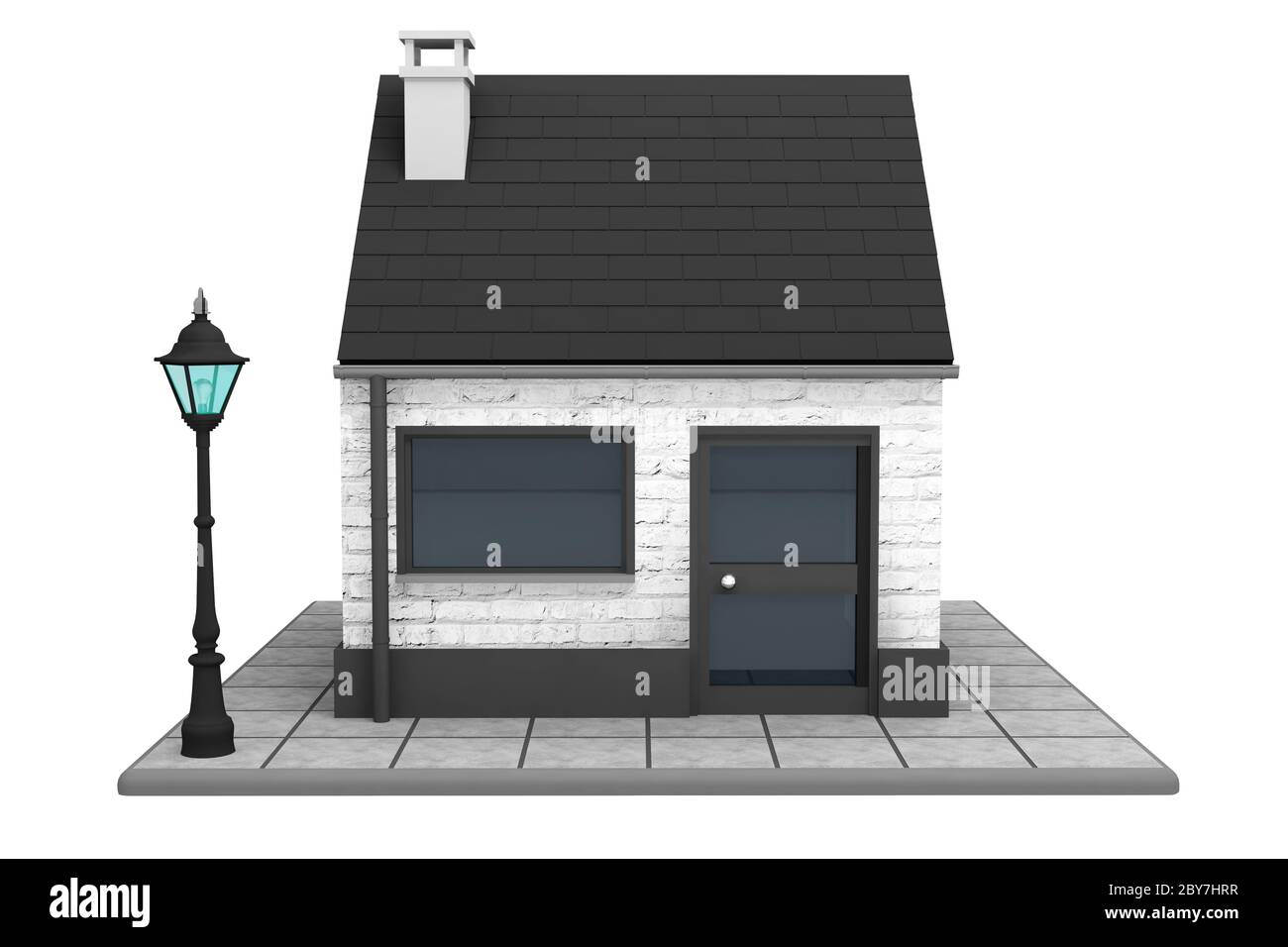 Kleines Haus Immobilien Bau 3D-Illustration Stockfoto