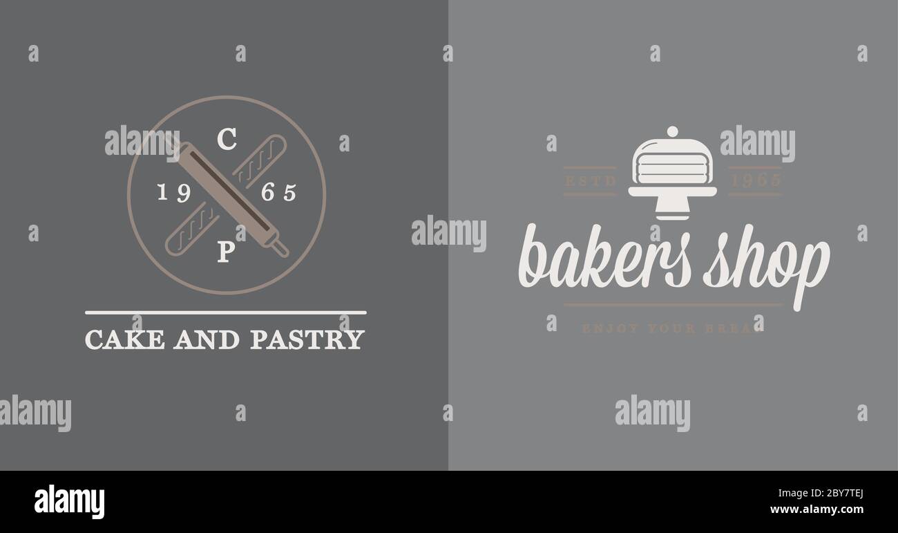 Set von Vector Bakery Gebäck Elemente und Brot Icons Illustration kann als Logo oder Symbol in Premium-Qualität verwendet werden Stock Vektor