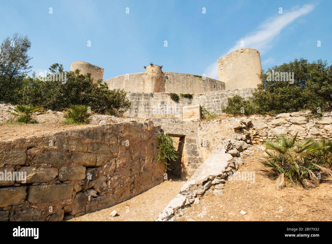 Schloss Bellver Castillo Turm auf Mallorca bei Palma de Mallorca Stockfoto