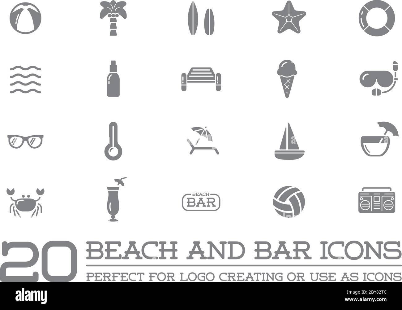 Set von Vector Beach Sea Bar Elemente und Sommer kann als Logo oder Symbol in Premium-Qualität verwendet werden Stock Vektor