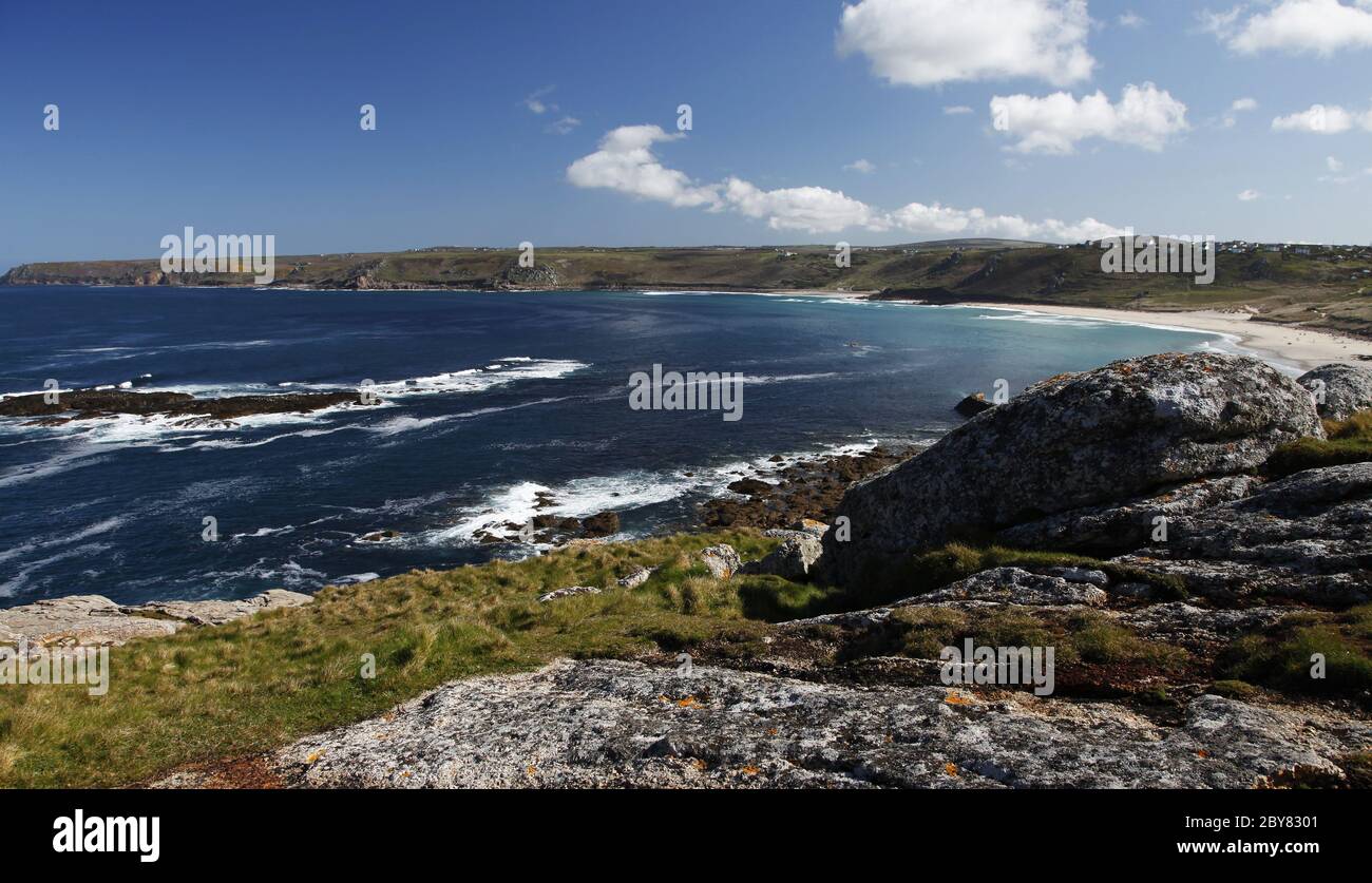 Whitesands Bay in Cornwall Stockfoto