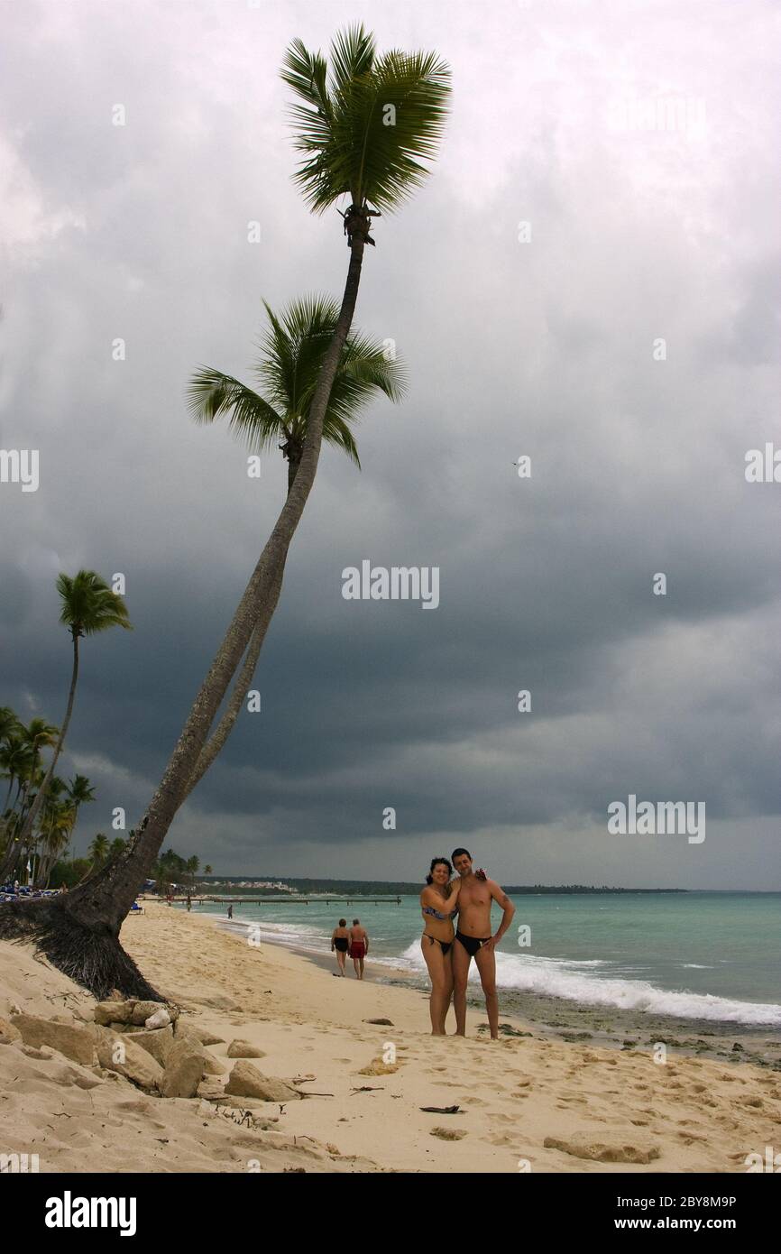 Ozean Küste und Baum in Republica dominicana Stockfoto