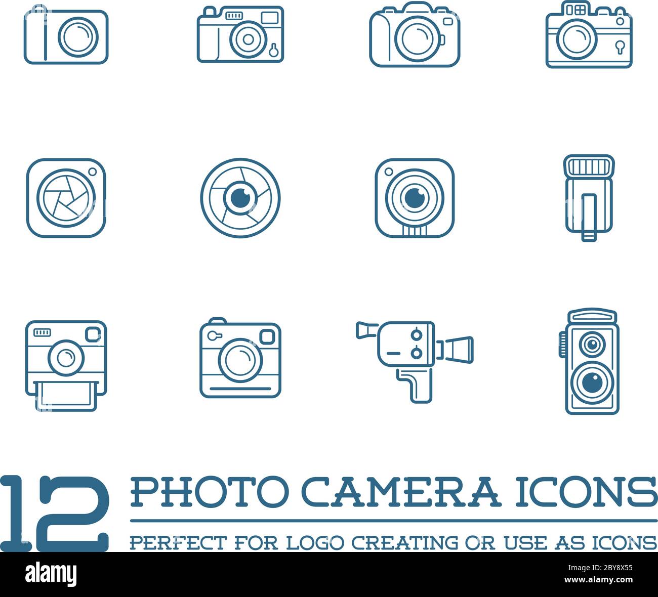 Set von Vektorfoto oder Kamera Elemente und Videokamera Zeichen Illustration kann als Logo oder Symbol in Premium-Qualität verwendet werden Stock Vektor